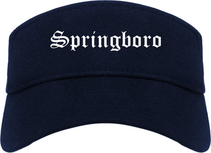 Springboro Ohio OH Old English Mens Visor Cap Hat Navy Blue