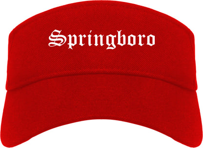Springboro Ohio OH Old English Mens Visor Cap Hat Red