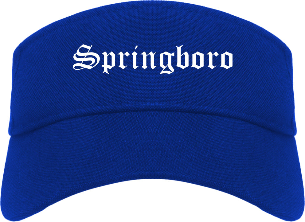 Springboro Ohio OH Old English Mens Visor Cap Hat Royal Blue