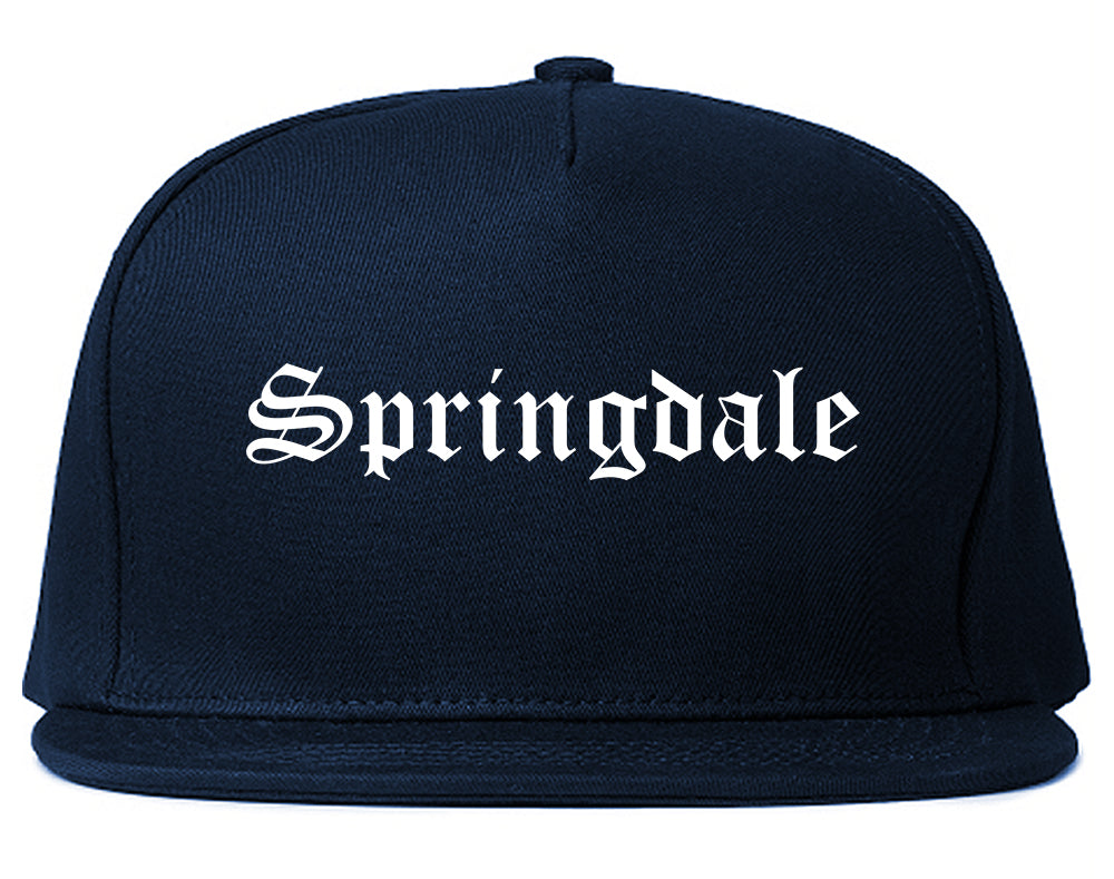 Springdale Arkansas AR Old English Mens Snapback Hat Navy Blue