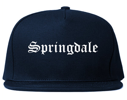 Springdale Arkansas AR Old English Mens Snapback Hat Navy Blue