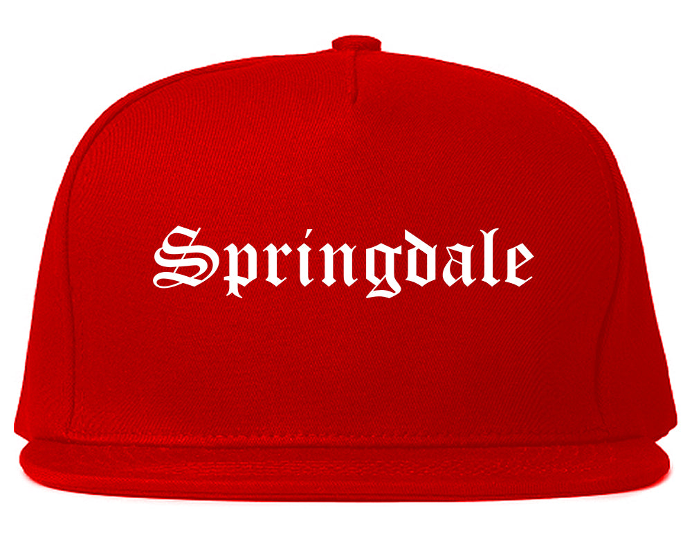 Springdale Arkansas AR Old English Mens Snapback Hat Red