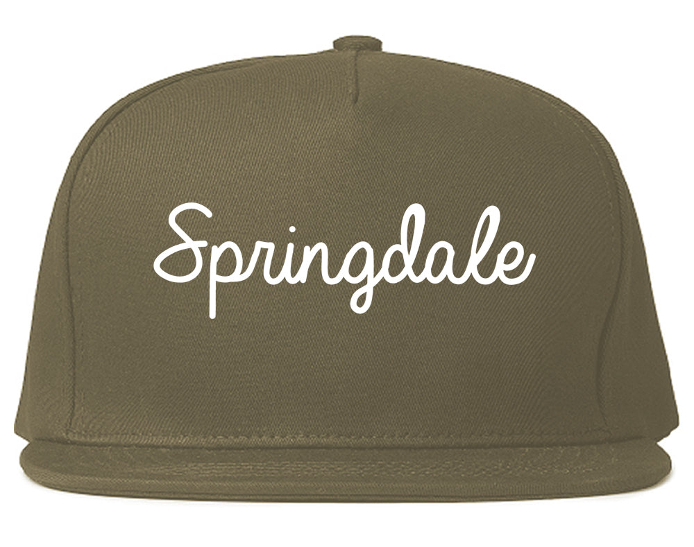 Springdale Arkansas AR Script Mens Snapback Hat Grey