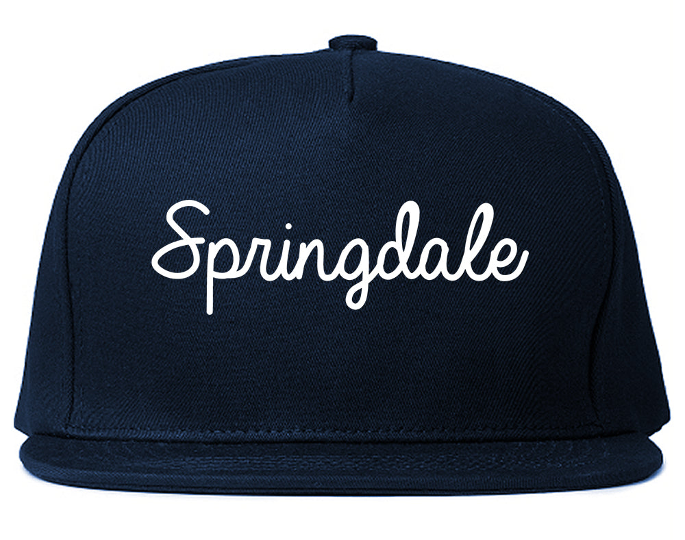 Springdale Arkansas AR Script Mens Snapback Hat Navy Blue