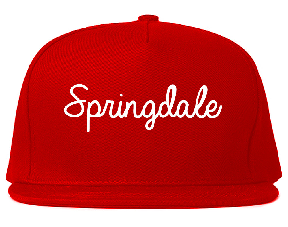 Springdale Arkansas AR Script Mens Snapback Hat Red