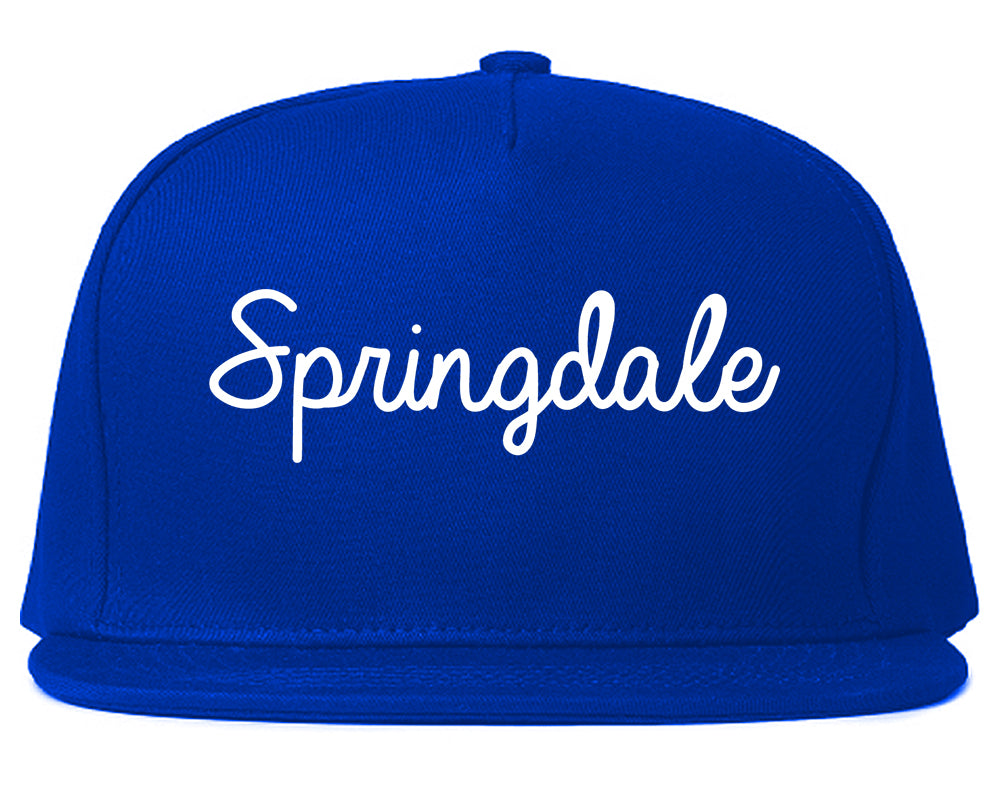 Springdale Arkansas AR Script Mens Snapback Hat Royal Blue