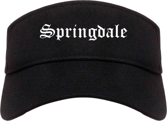 Springdale Arkansas AR Old English Mens Visor Cap Hat Black