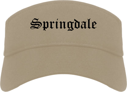 Springdale Arkansas AR Old English Mens Visor Cap Hat Khaki