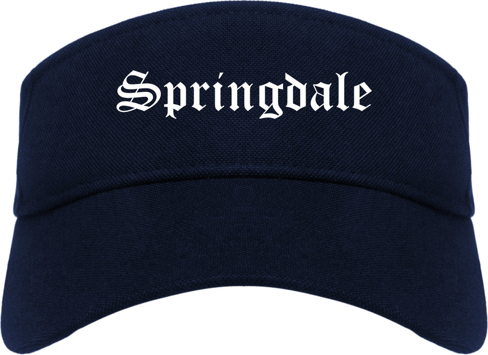 Springdale Arkansas AR Old English Mens Visor Cap Hat Navy Blue
