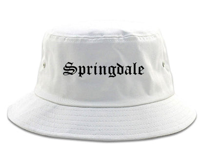 Springdale Arkansas AR Old English Mens Bucket Hat White