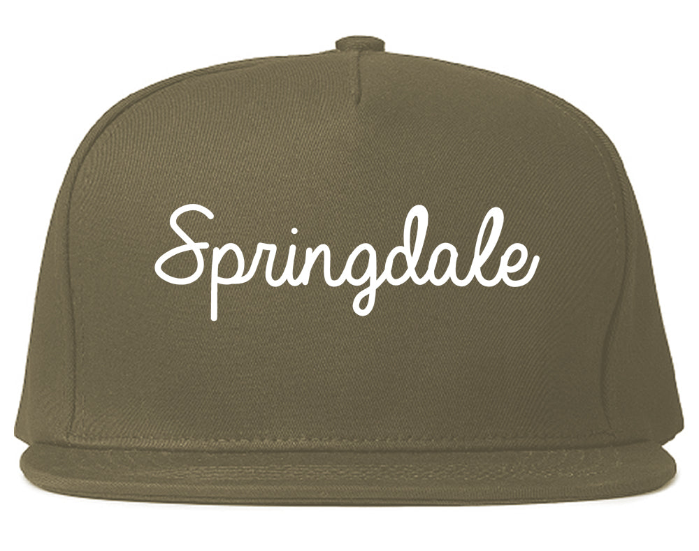 Springdale Ohio OH Script Mens Snapback Hat Grey