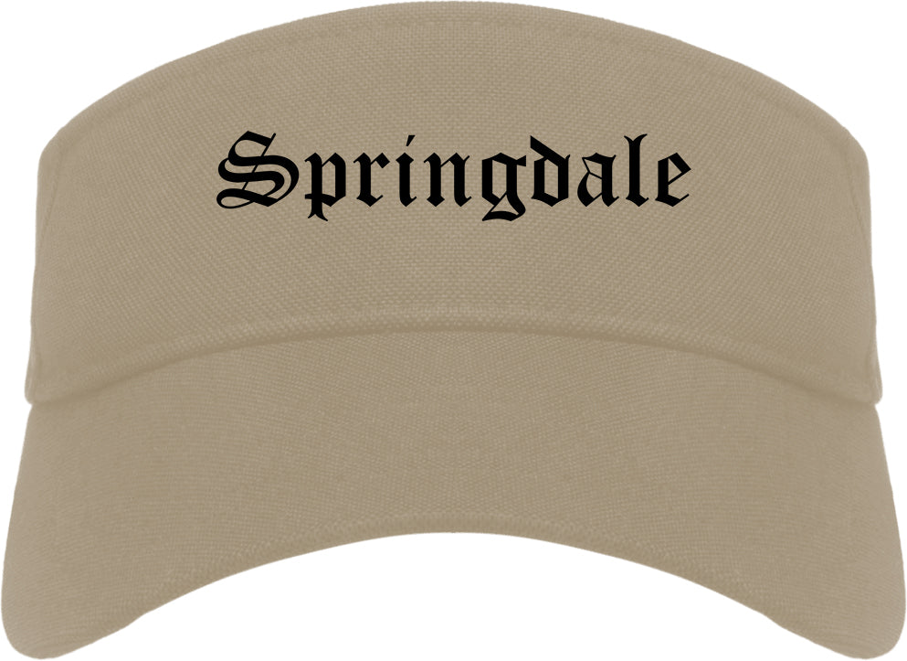 Springdale Ohio OH Old English Mens Visor Cap Hat Khaki