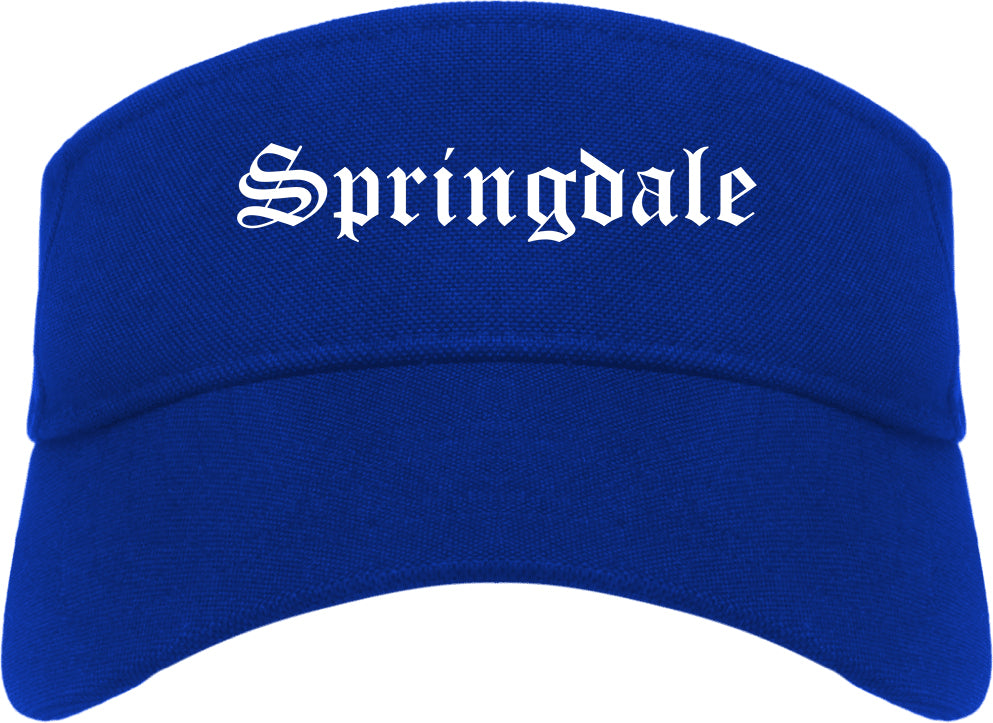Springdale Ohio OH Old English Mens Visor Cap Hat Royal Blue