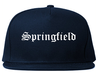 Springfield Massachusetts MA Old English Mens Snapback Hat Navy Blue