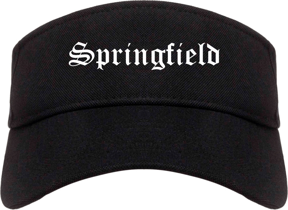 Springfield Massachusetts MA Old English Mens Visor Cap Hat Black