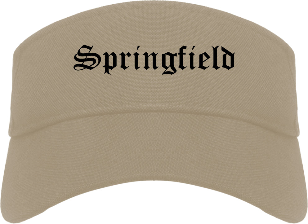 Springfield Massachusetts MA Old English Mens Visor Cap Hat Khaki