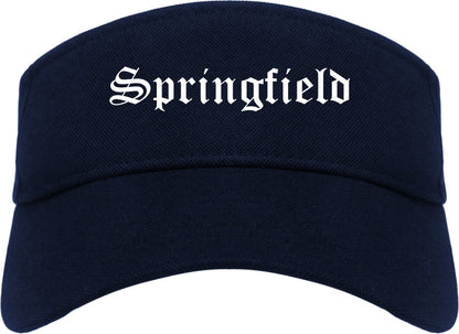 Springfield Massachusetts MA Old English Mens Visor Cap Hat Navy Blue