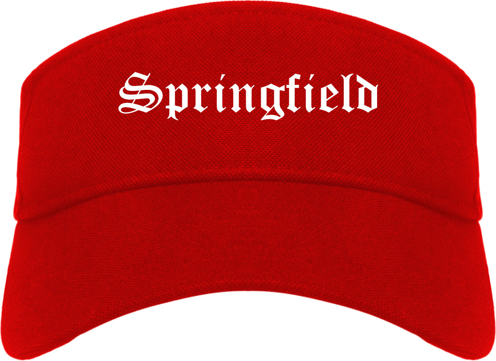 Springfield Massachusetts MA Old English Mens Visor Cap Hat Red