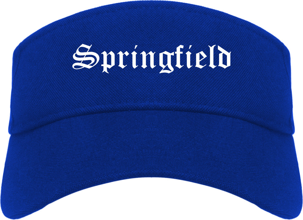 Springfield Massachusetts MA Old English Mens Visor Cap Hat Royal Blue