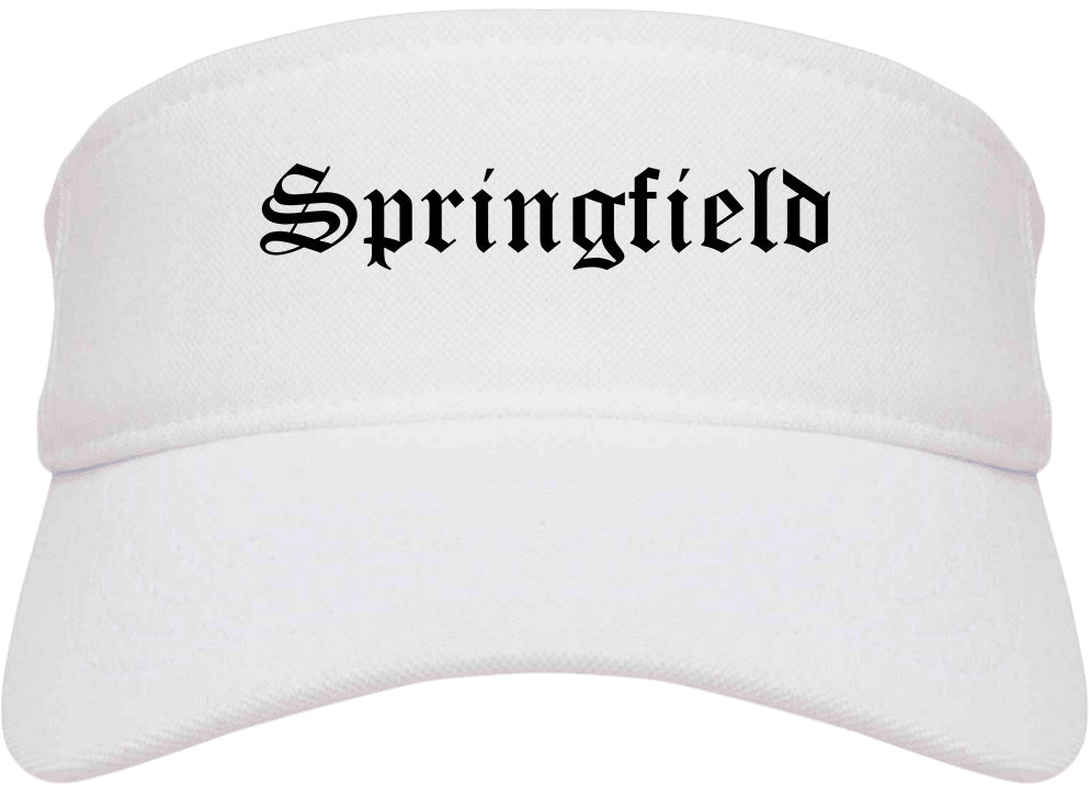 Springfield Massachusetts MA Old English Mens Visor Cap Hat White