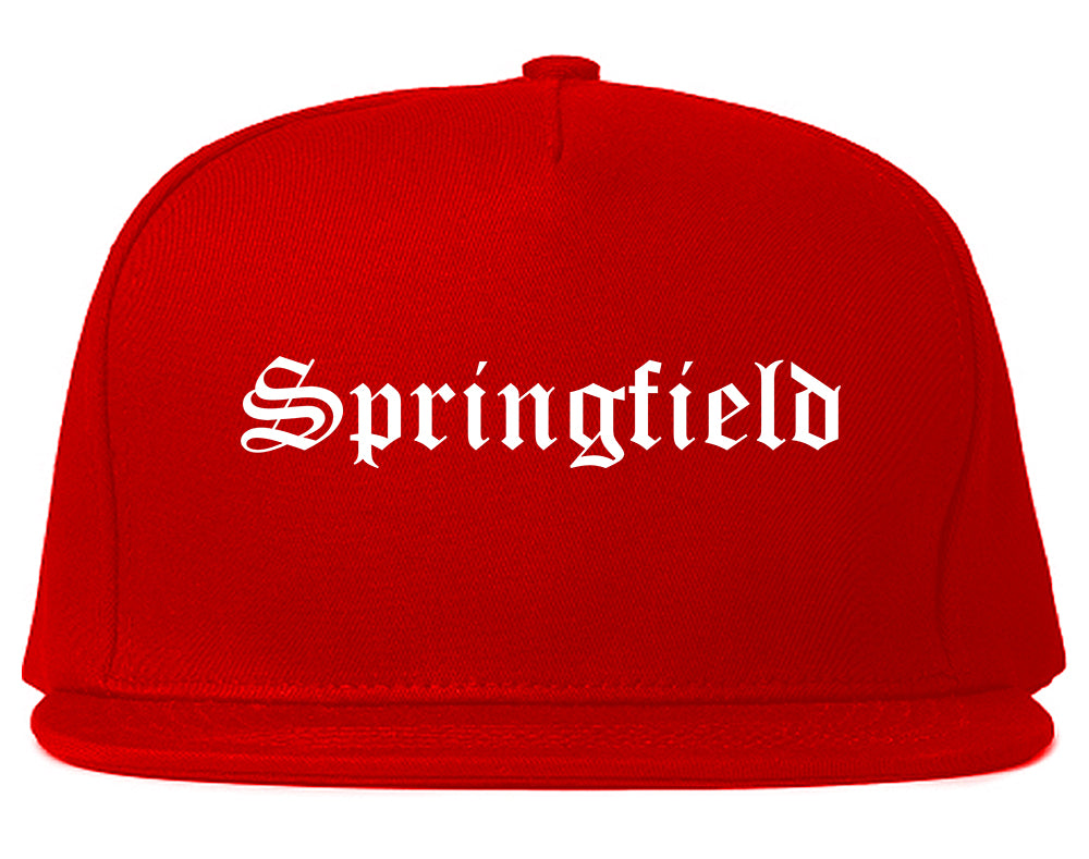 Springfield Michigan MI Old English Mens Snapback Hat Red