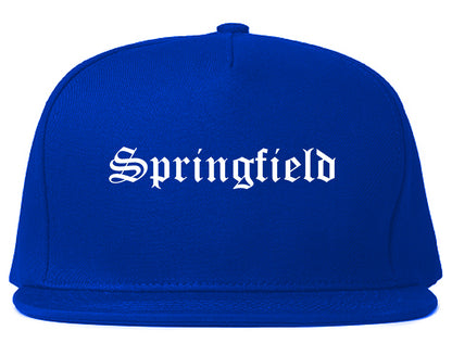 Springfield Michigan MI Old English Mens Snapback Hat Royal Blue