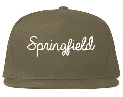 Springfield Michigan MI Script Mens Snapback Hat Grey