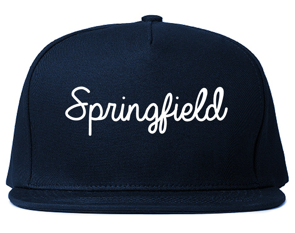 Springfield Michigan MI Script Mens Snapback Hat Navy Blue