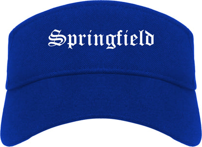 Springfield Ohio OH Old English Mens Visor Cap Hat Royal Blue