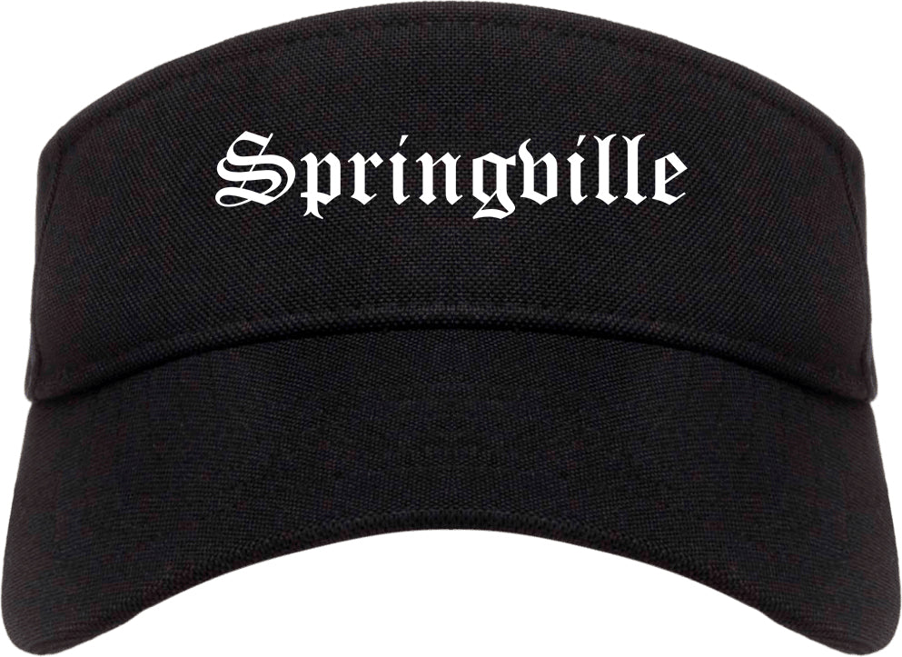 Springville Utah UT Old English Mens Visor Cap Hat Black