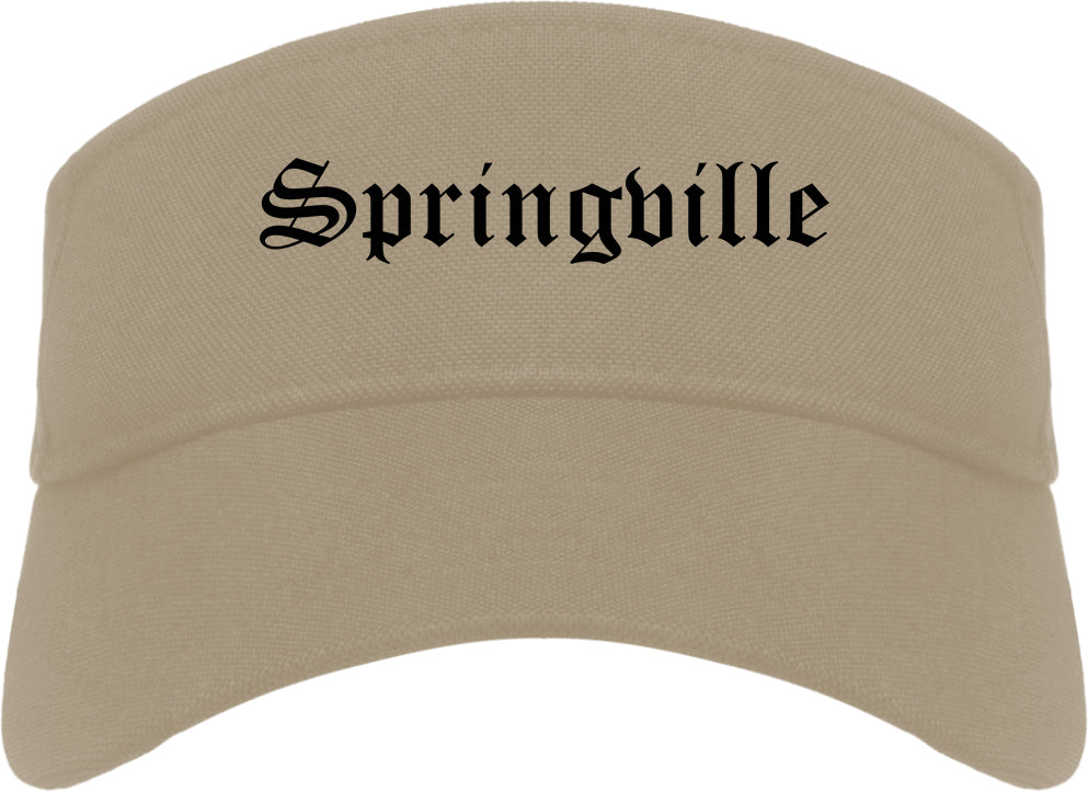 Springville Utah UT Old English Mens Visor Cap Hat Khaki