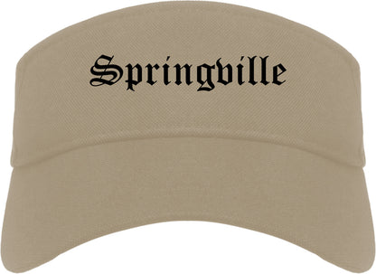 Springville Utah UT Old English Mens Visor Cap Hat Khaki