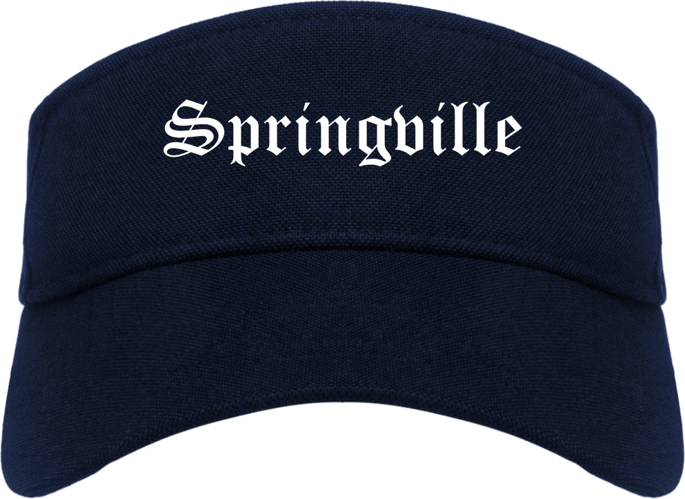 Springville Utah UT Old English Mens Visor Cap Hat Navy Blue