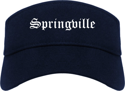 Springville Utah UT Old English Mens Visor Cap Hat Navy Blue