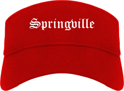 Springville Utah UT Old English Mens Visor Cap Hat Red