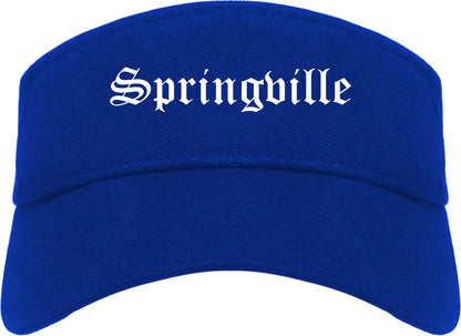 Springville Utah UT Old English Mens Visor Cap Hat Royal Blue