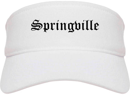 Springville Utah UT Old English Mens Visor Cap Hat White