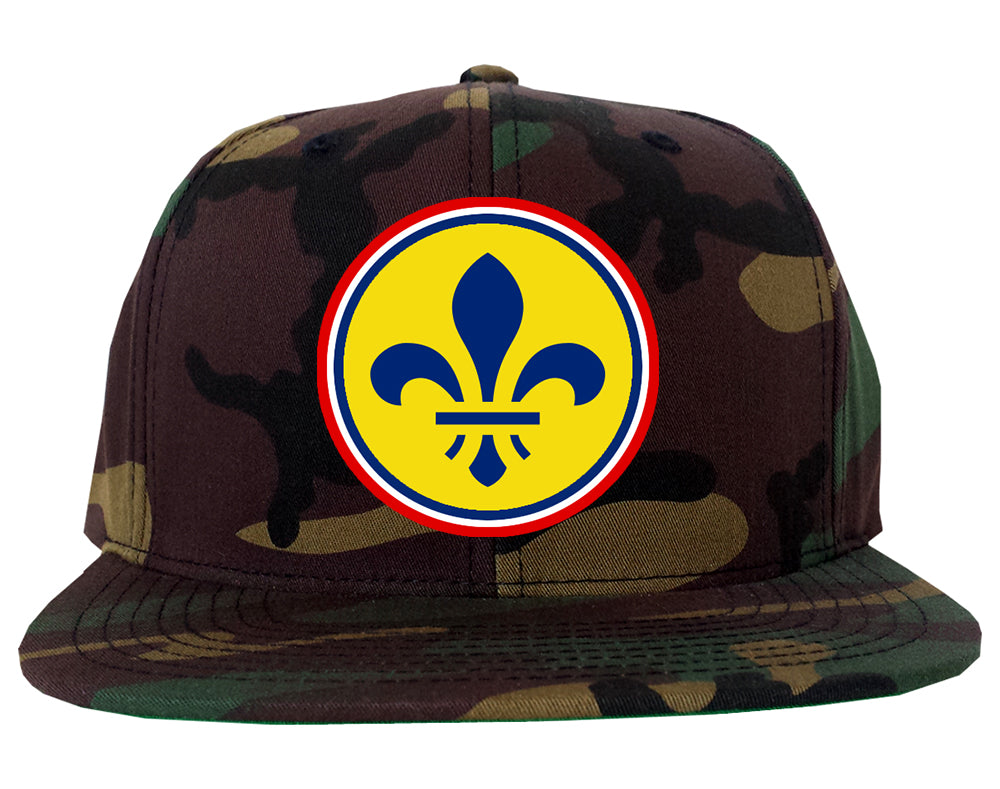 St Louis Missouri Fleur De Lis Flag Emblem Mens Snapback Hat Camo