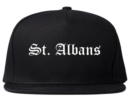 St. Albans Vermont VT Old English Mens Snapback Hat Black