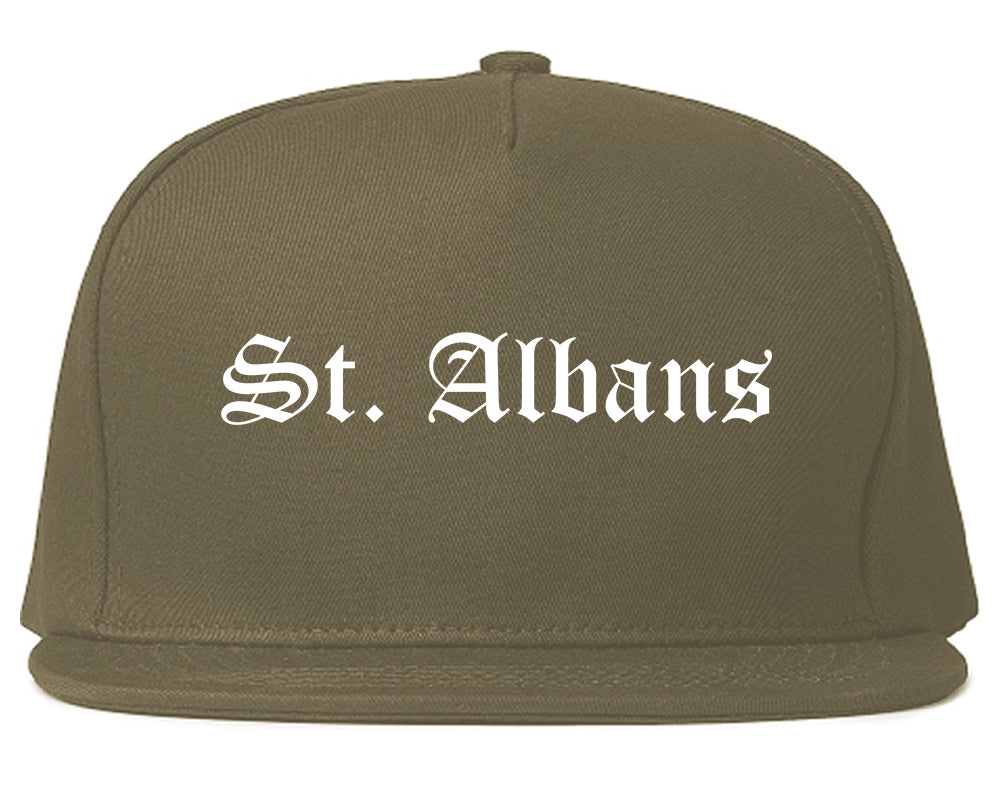 St. Albans Vermont VT Old English Mens Snapback Hat Grey