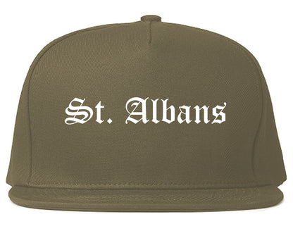 St. Albans Vermont VT Old English Mens Snapback Hat Grey