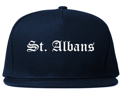 St. Albans Vermont VT Old English Mens Snapback Hat Navy Blue