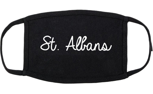 St. Albans Vermont VT Script Cotton Face Mask Black
