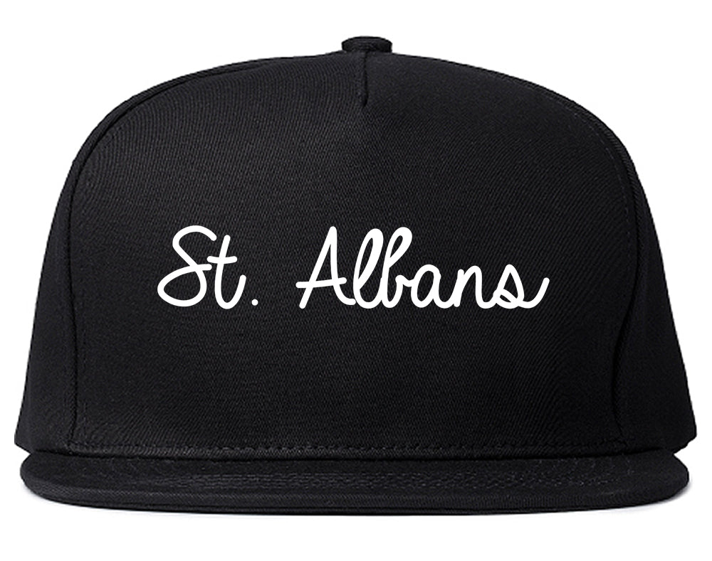 St. Albans Vermont VT Script Mens Snapback Hat Black