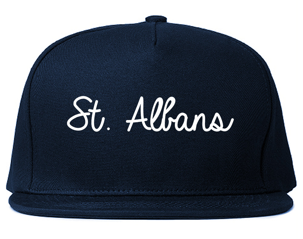 St. Albans Vermont VT Script Mens Snapback Hat Navy Blue