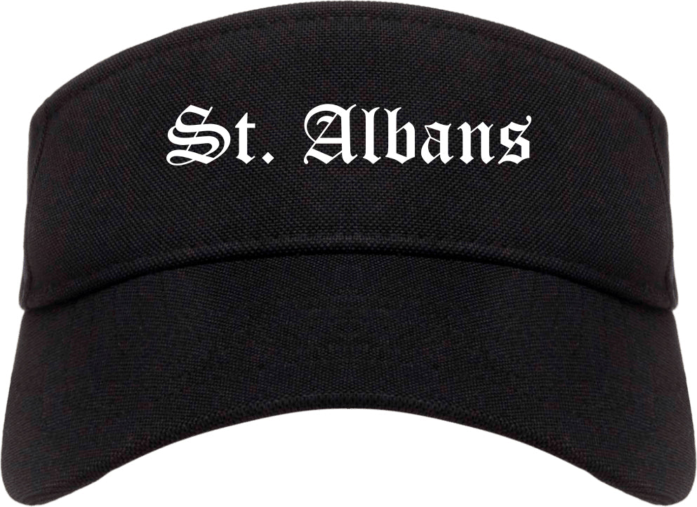 St. Albans Vermont VT Old English Mens Visor Cap Hat Black