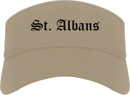 St. Albans Vermont VT Old English Mens Visor Cap Hat Khaki