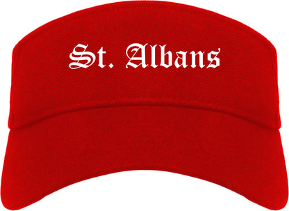 St. Albans Vermont VT Old English Mens Visor Cap Hat Red