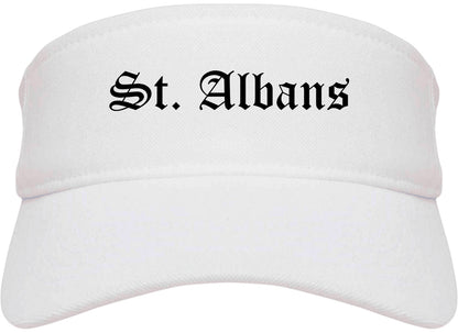 St. Albans Vermont VT Old English Mens Visor Cap Hat White