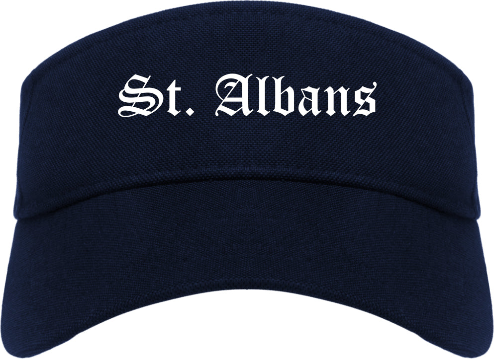 St. Albans West Virginia WV Old English Mens Visor Cap Hat Navy Blue